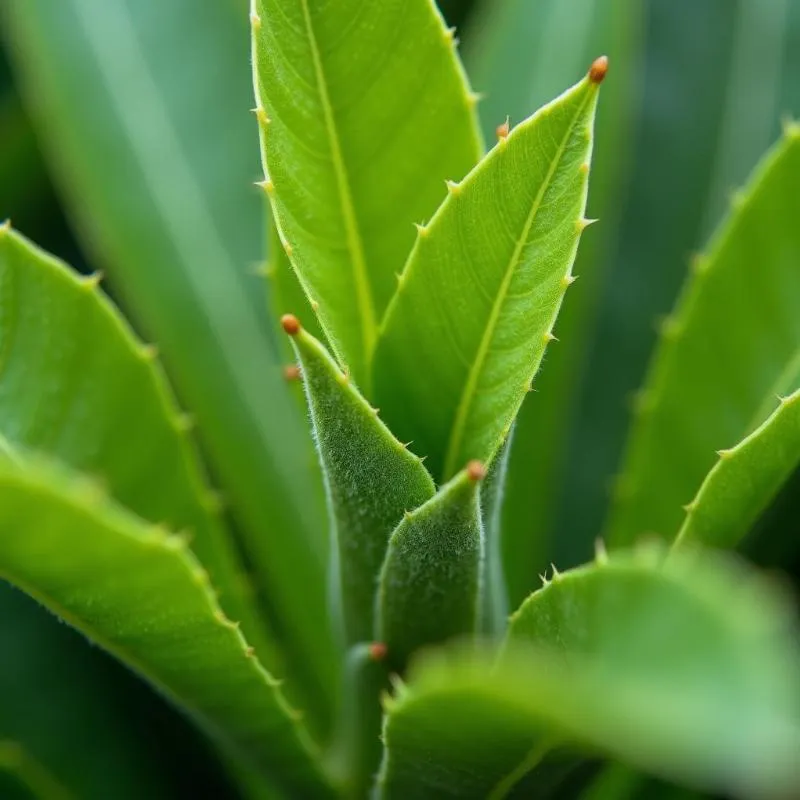 Can canh la va than cay bim bip (xuong khi), cho thay dac diem nhan biet, mau sac va cau tao la, giup nhan dien dung cay.