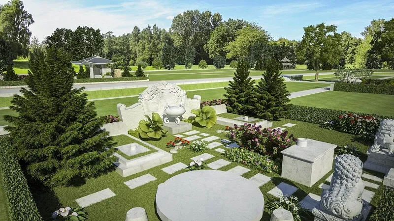 Cây Thông Tháp được trồng đối xứng hai bên, biểu tượng cho sự trường tồn và thịnh vượng