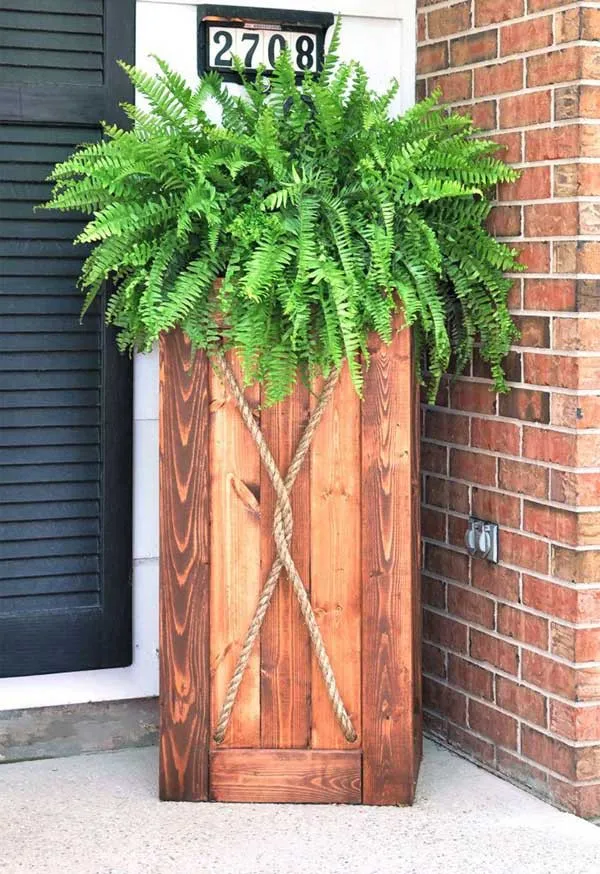 Chậu gỗ hình chữ nhật đứng, kiên cố trồng cây cảnh lớn