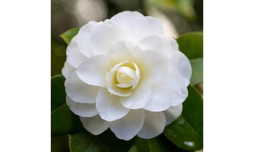 Hoa trà trắng với vẻ đẹp tinh khôi, tượng trưng cho niềm vui lẫn nỗi buồn trong cuộc sống