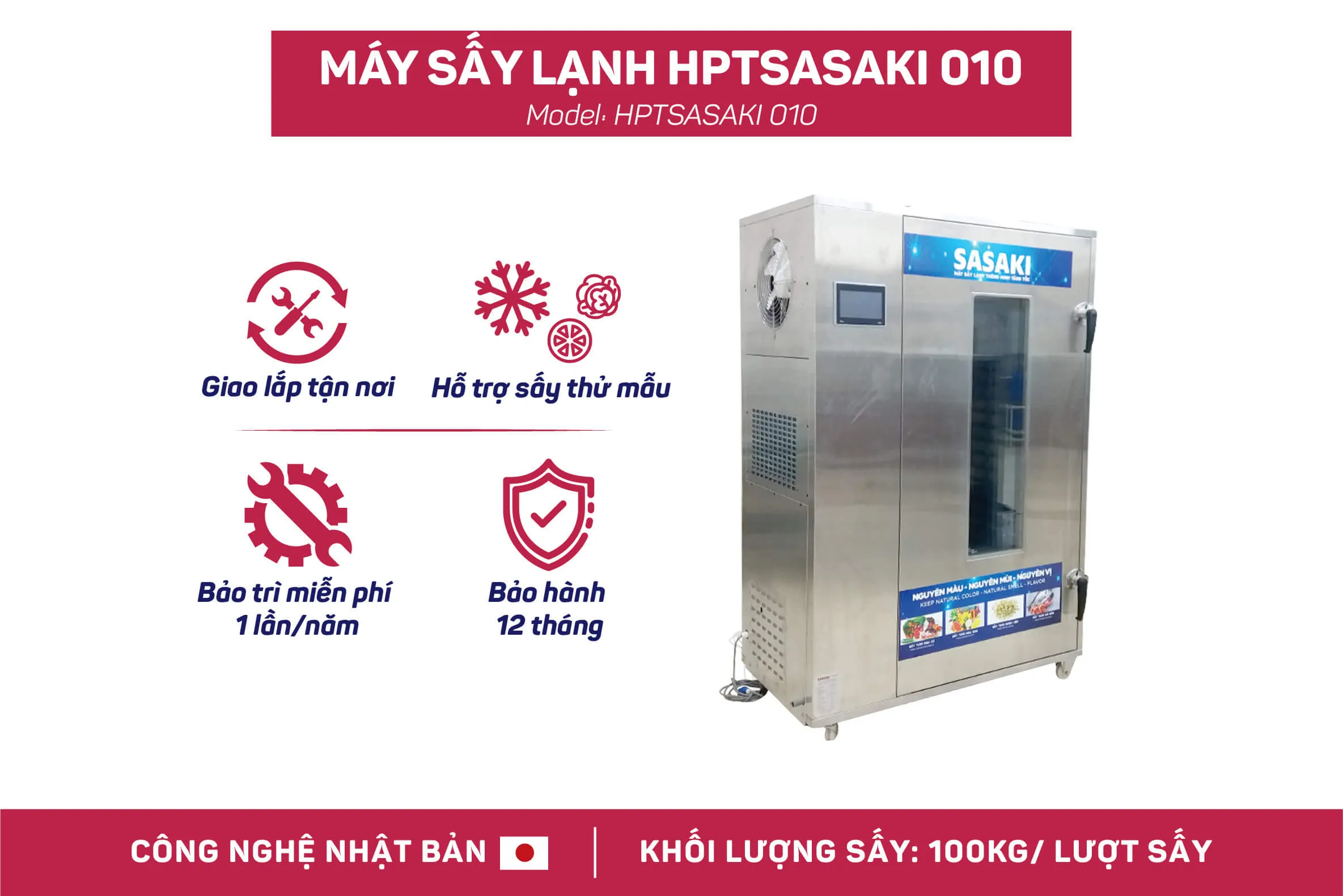 Máy sấy lạnh SASAKI giữ nguyên màu, mùi, vị và dưỡng chất cho bạc hà khô