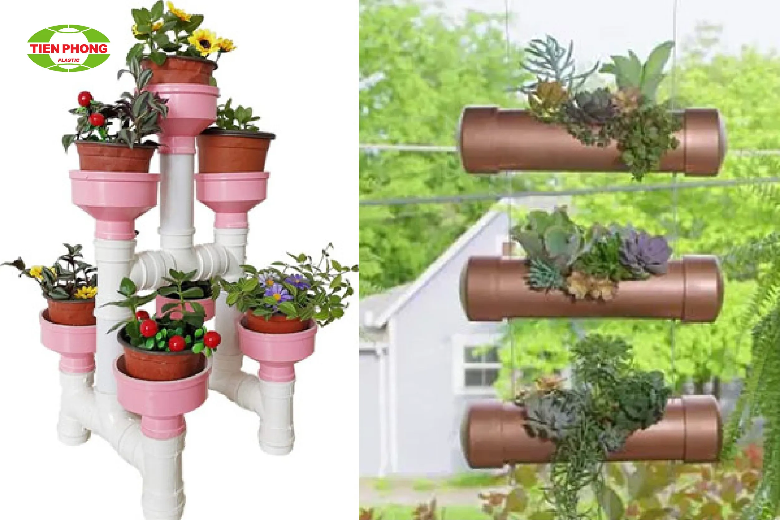 Thiết kế chậu trồng cây với ống nhựa