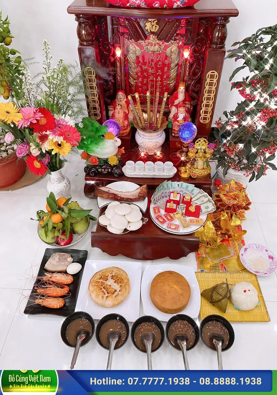 Mâm cúng Thần Tài Thổ Địa đầy đủ