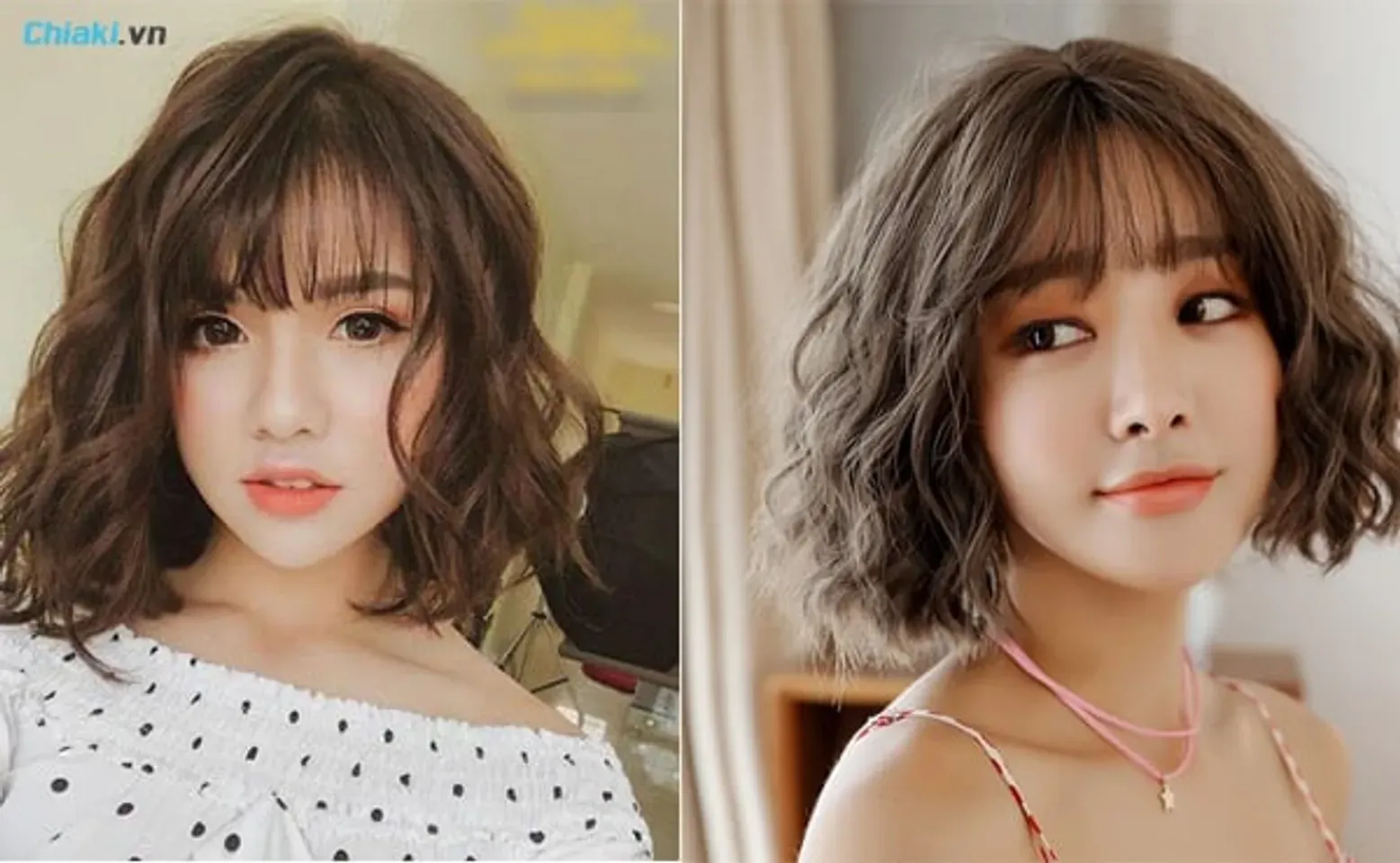 Mẫu tóc ngắn đẹp uốn gợn sóng nước