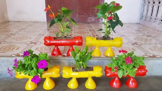 Tái chế chai nhựa thành chậu trồng rau - thành phẩm vườn rau sạch