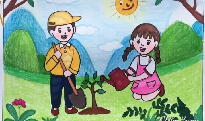 Thiết Lập Bố Cục và Phối Cảnh Chiều Sâu Cách Vẽ Người Đang Trồng Cây