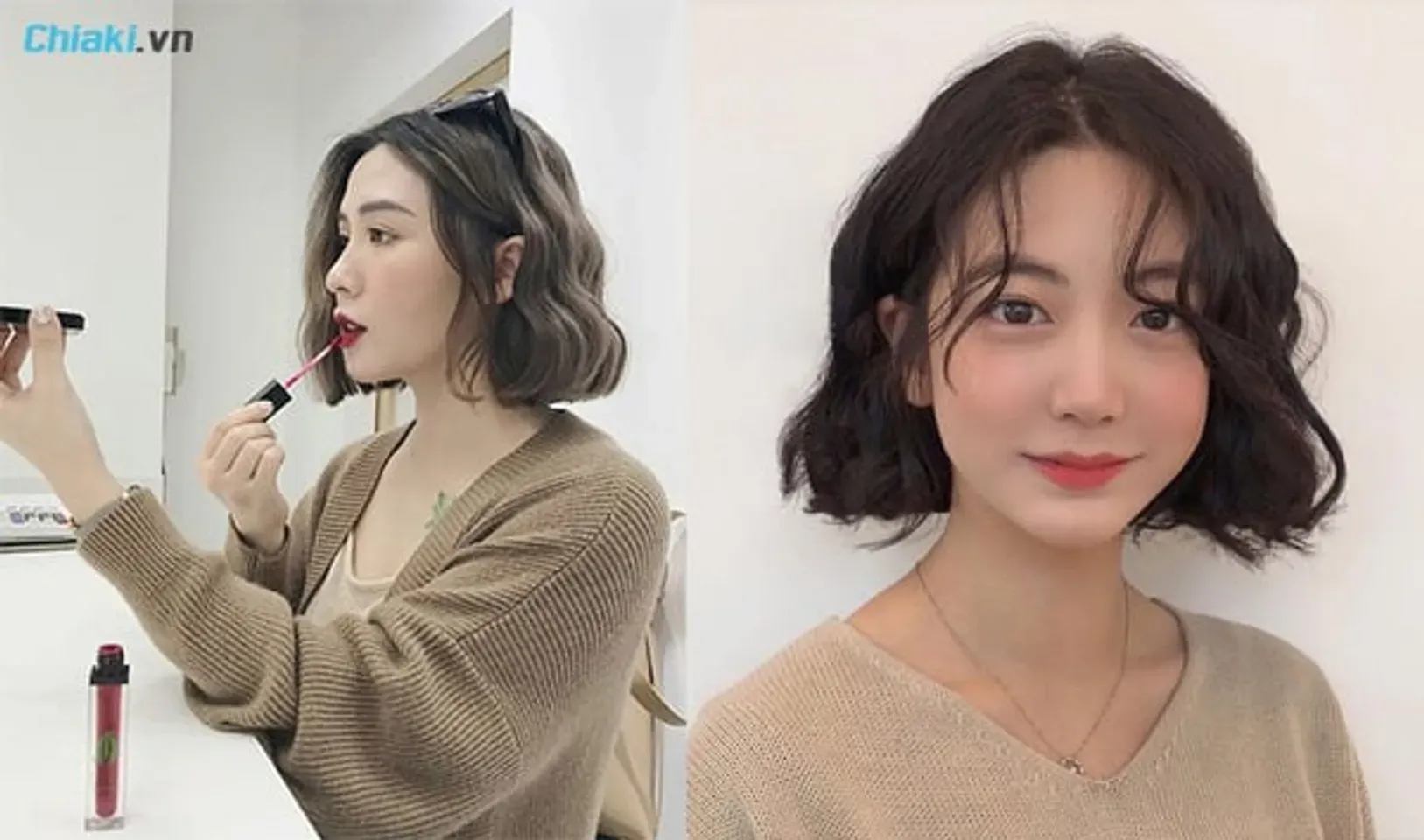 Tóc nữ ngắn uốn sóng nước lọn to